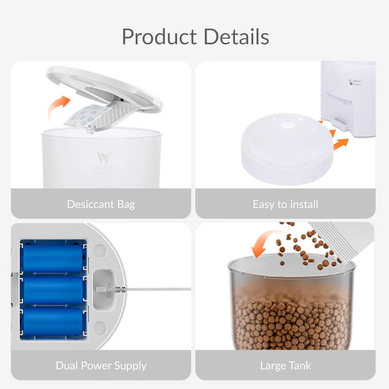 Waithem Wi-Fi Automatic Cat Feeder – Smart Timed Dry Food Dispenser