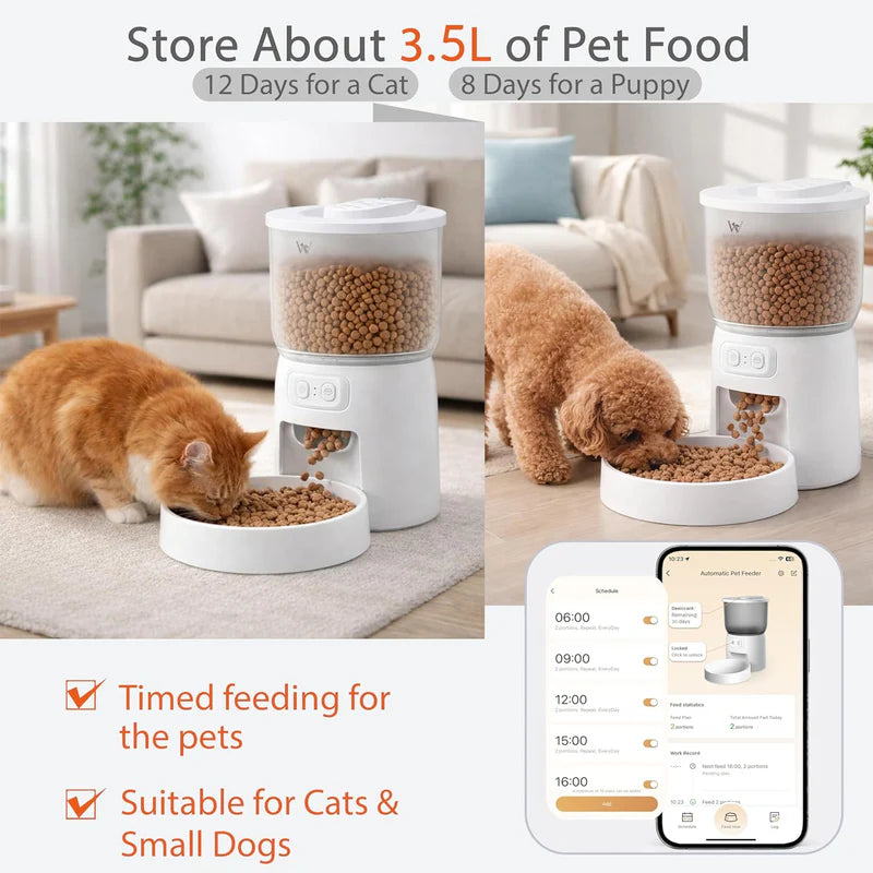 Waithem Wi-Fi Automatic Cat Feeder – Smart Timed Dry Food Dispenser